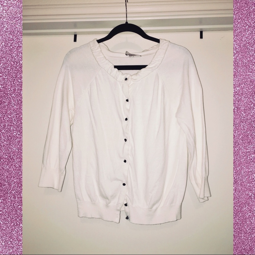 Cropped LOFT Cream Cardigan with Jewel detail
